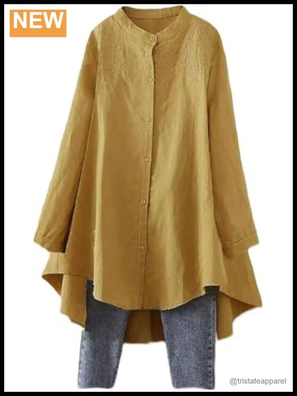 Women's Cotton Linen Button Down Shirt Tunic Embroidered Blouse